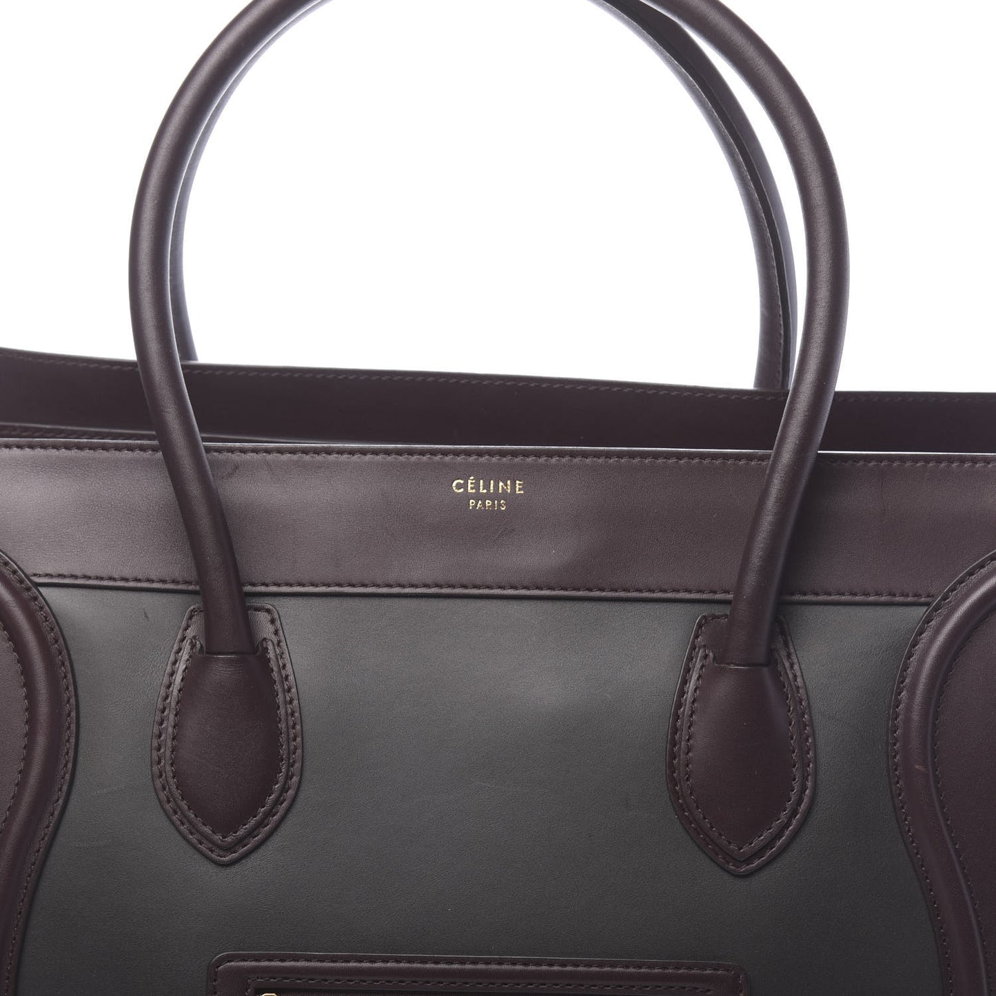 Smooth Calfskin Suede Tri-Color Shoulder Luggage Slate Blue Grey Burgundy