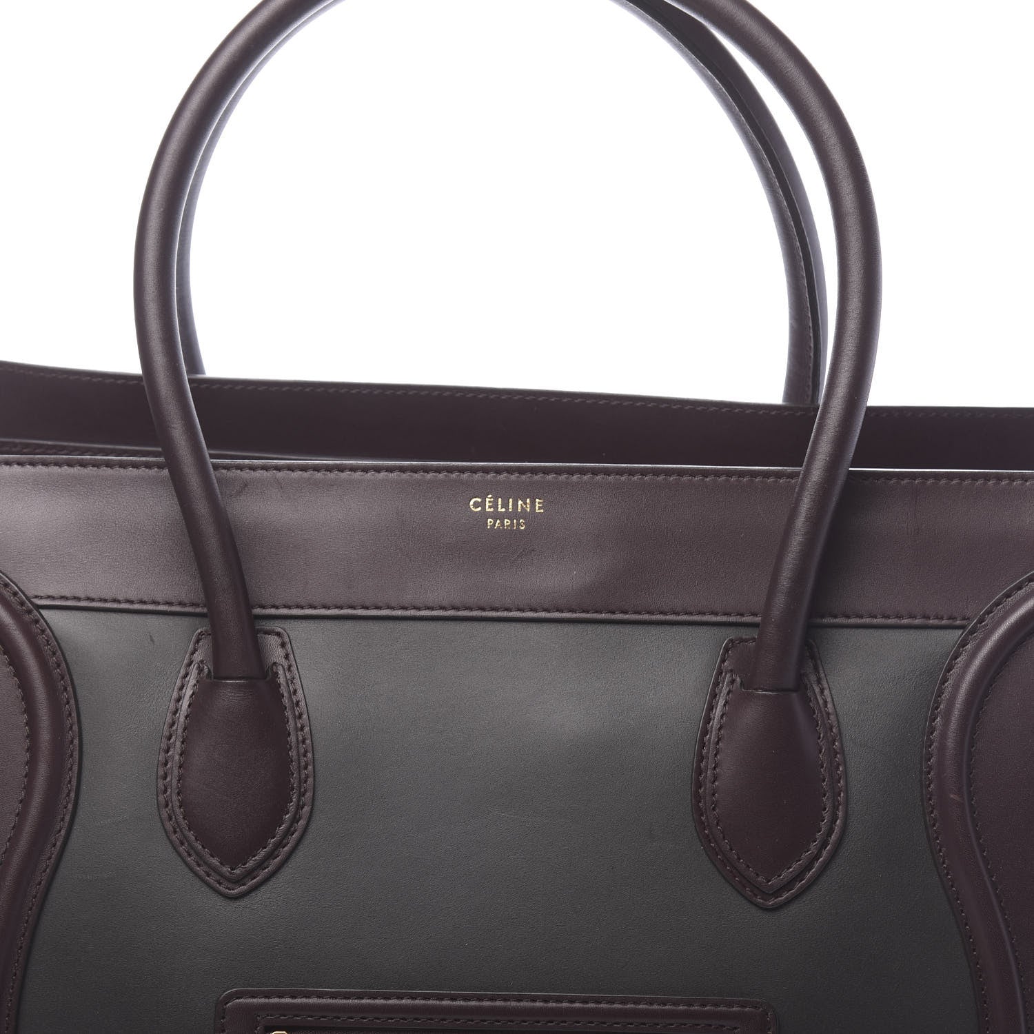 Celine Smooth Calfskin Suede Tri-Color Shoulder Luggage Slate Blue Grey Burgundy 7 of 9