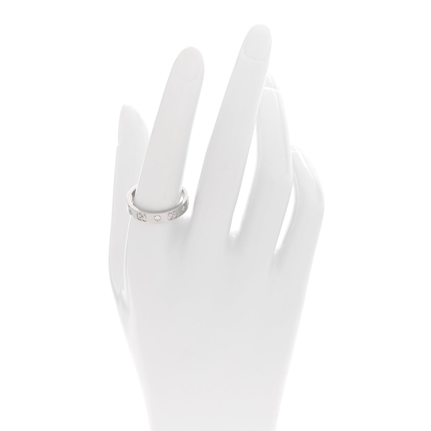 18K White Gold Diamond Icon Band Ring 59 8.75