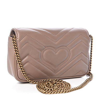 Gucci Calfskin Matelasse Super Mini GG Marmont Shoulder Bag Porcelain Rose 3 of 11