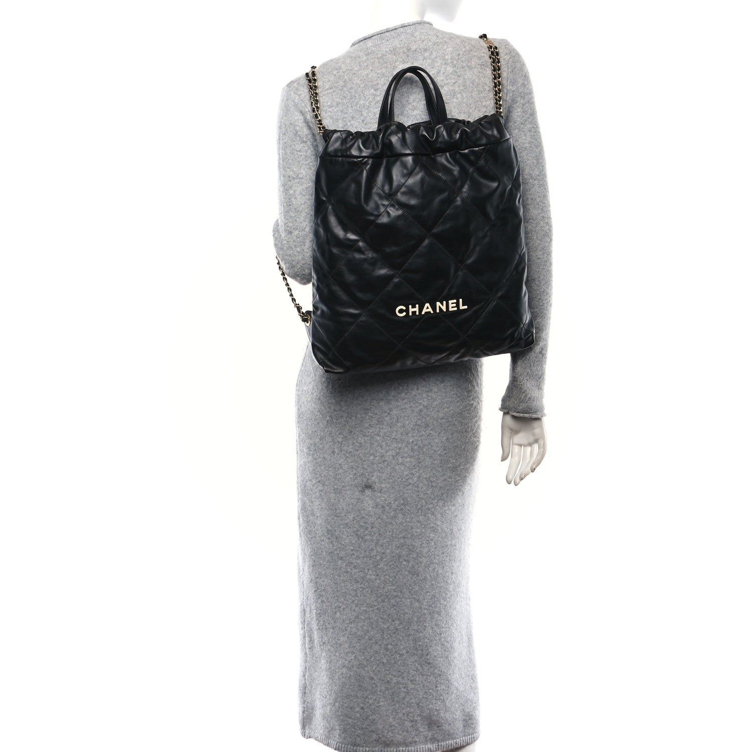 Chanel Shiny Calfskin Quilted Chanel 22 Backpack Black 2 of 10