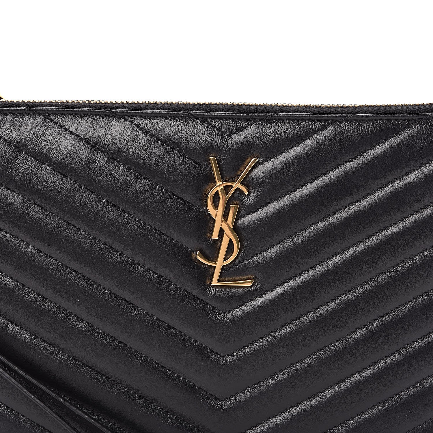Saint Laurent Calfskin Matelasse Chevron Monogram A5 Wristlet Black 7 of 8