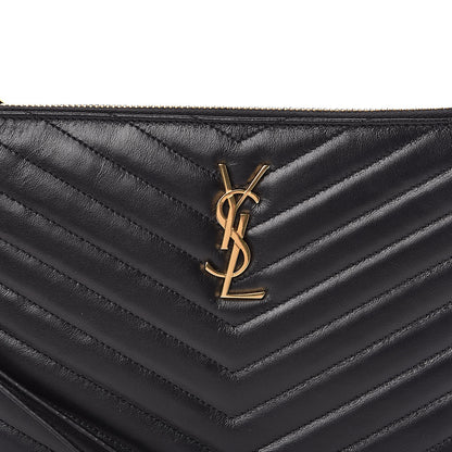 Saint Laurent Calfskin Matelasse Chevron Monogram A5 Wristlet Black 7 of 8