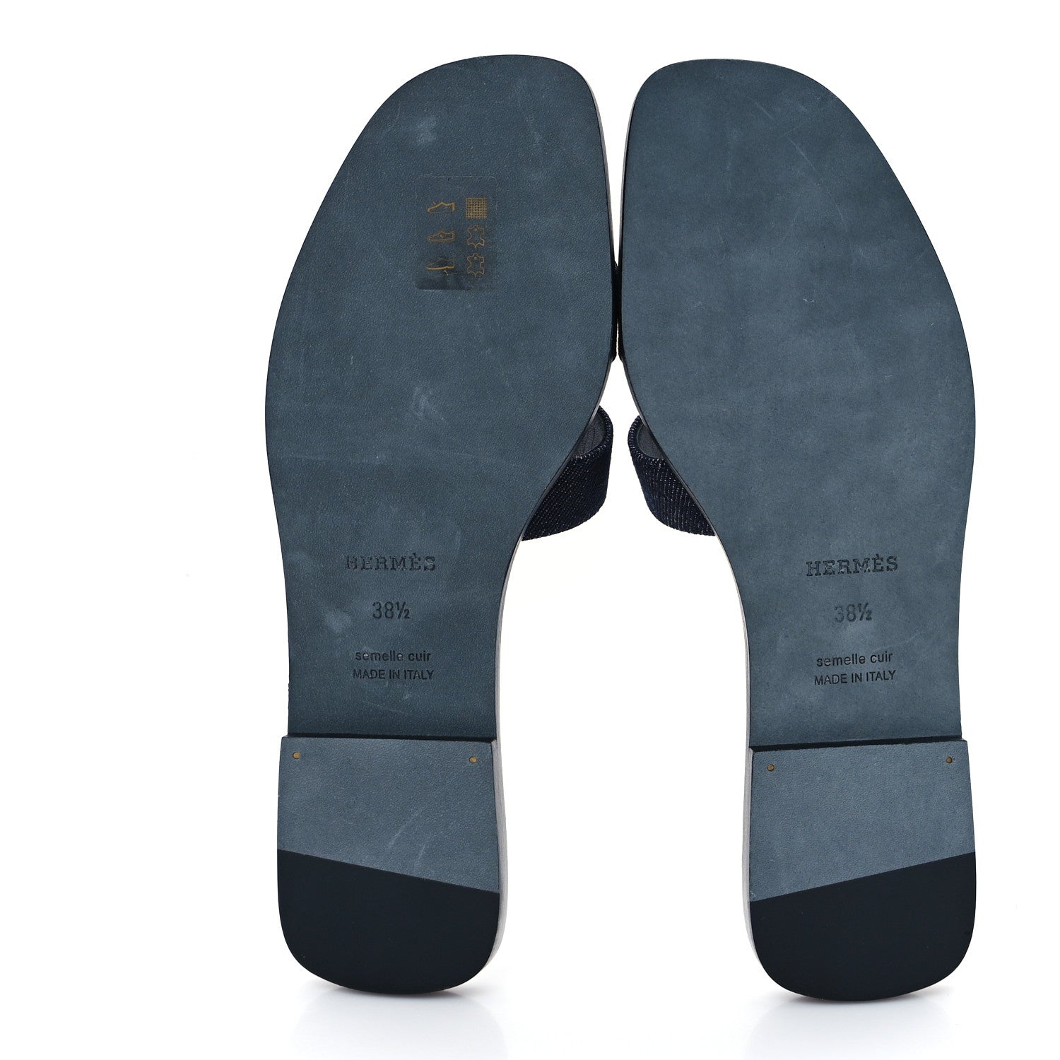 Hermes Denim Canvas Oran Sandals 38.5 Bleu Brut 6 of 10