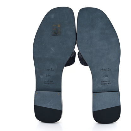 Hermes Denim Canvas Oran Sandals 38.5 Bleu Brut 6 of 10
