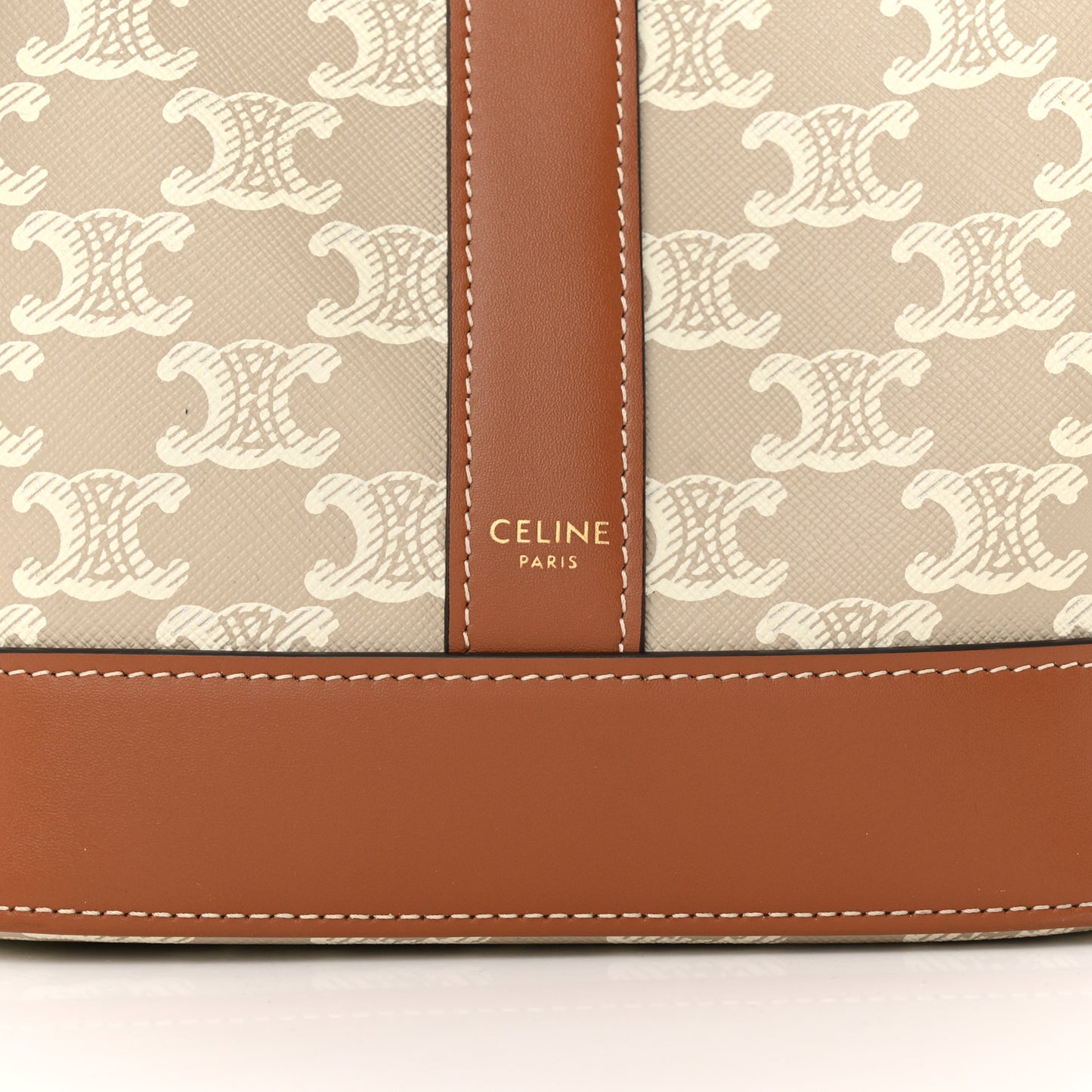 Triomphe Canvas Calfskin Small Bucket Bag Grege