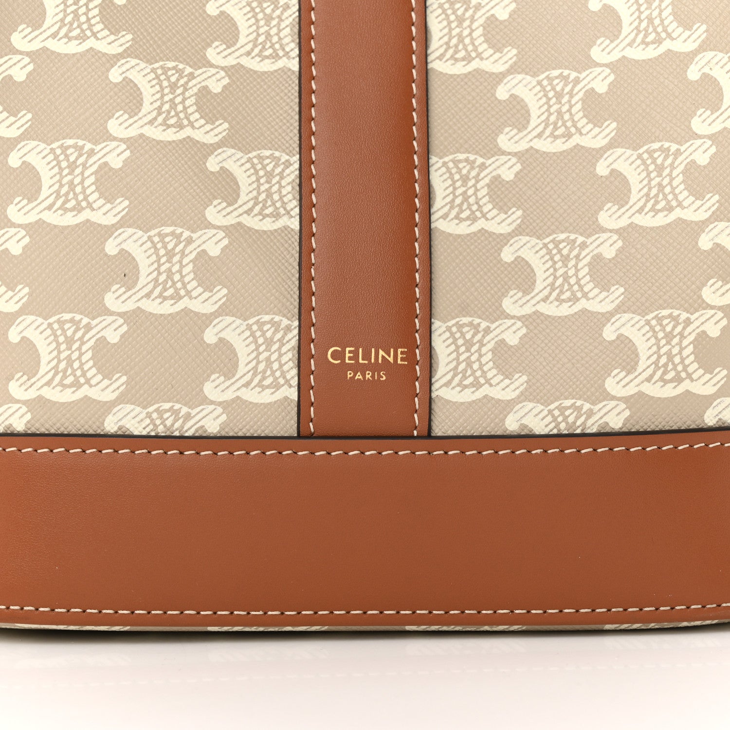 Celine Triomphe Canvas Calfskin Small Bucket Bag Grege 11 of 12