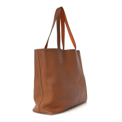 Hermes Taurillon Clemence Double Sens 45 Reversible Tote Orange Gold 5 of 21