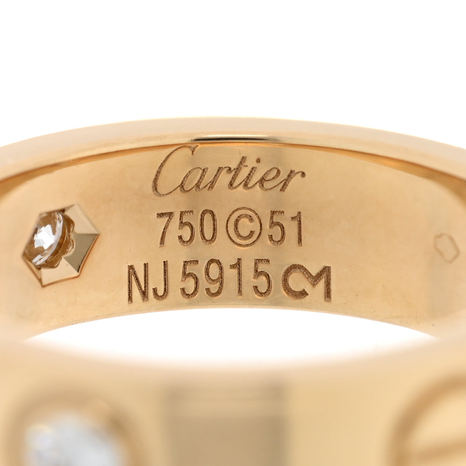 Cartier 18K Yellow Gold 3 Diamond 5.5mm LOVE Ring 51 5.75 4 of 4