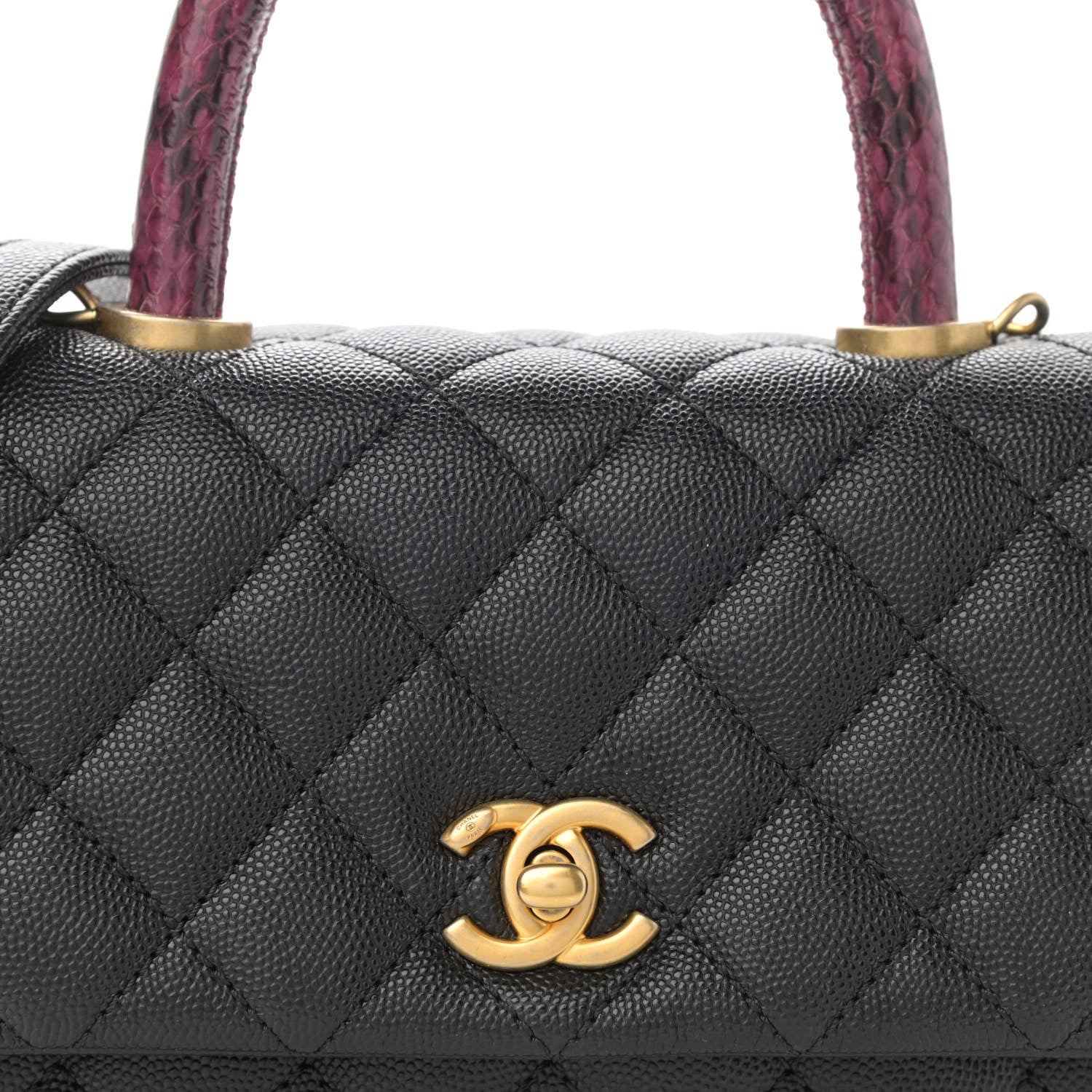 Chanel Caviar Lizard Embossed Quilted Mini Coco Handle Flap Black 8 of 9