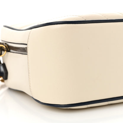 Gucci Vintage Effect Calfskin Matelasse Diagonal Small Torchon GG Marmont Bamboo Top Handle Shoulder Bag Mystic White Blue Agata 9 of 10
