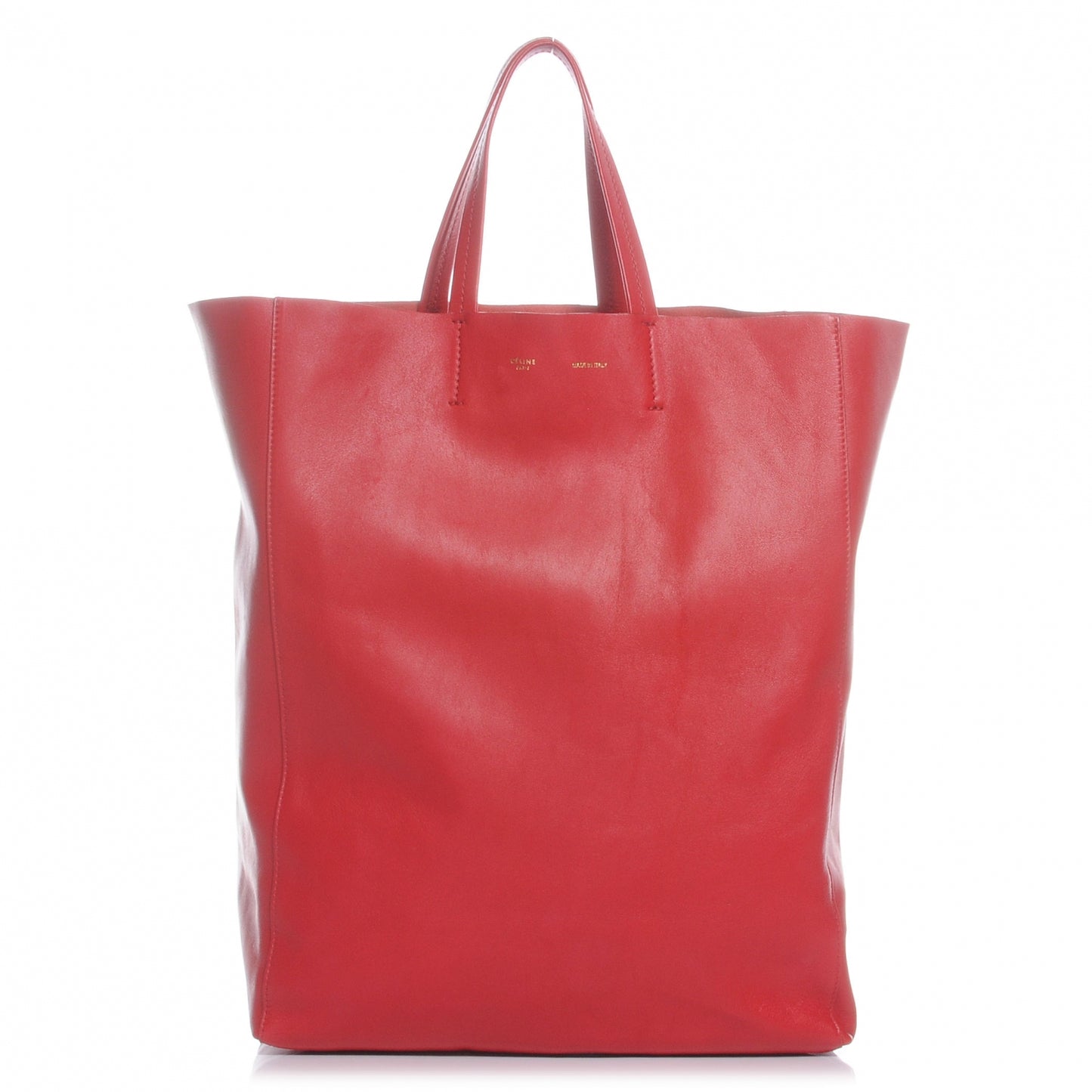 Lambskin Cabas Vertical Tote Red