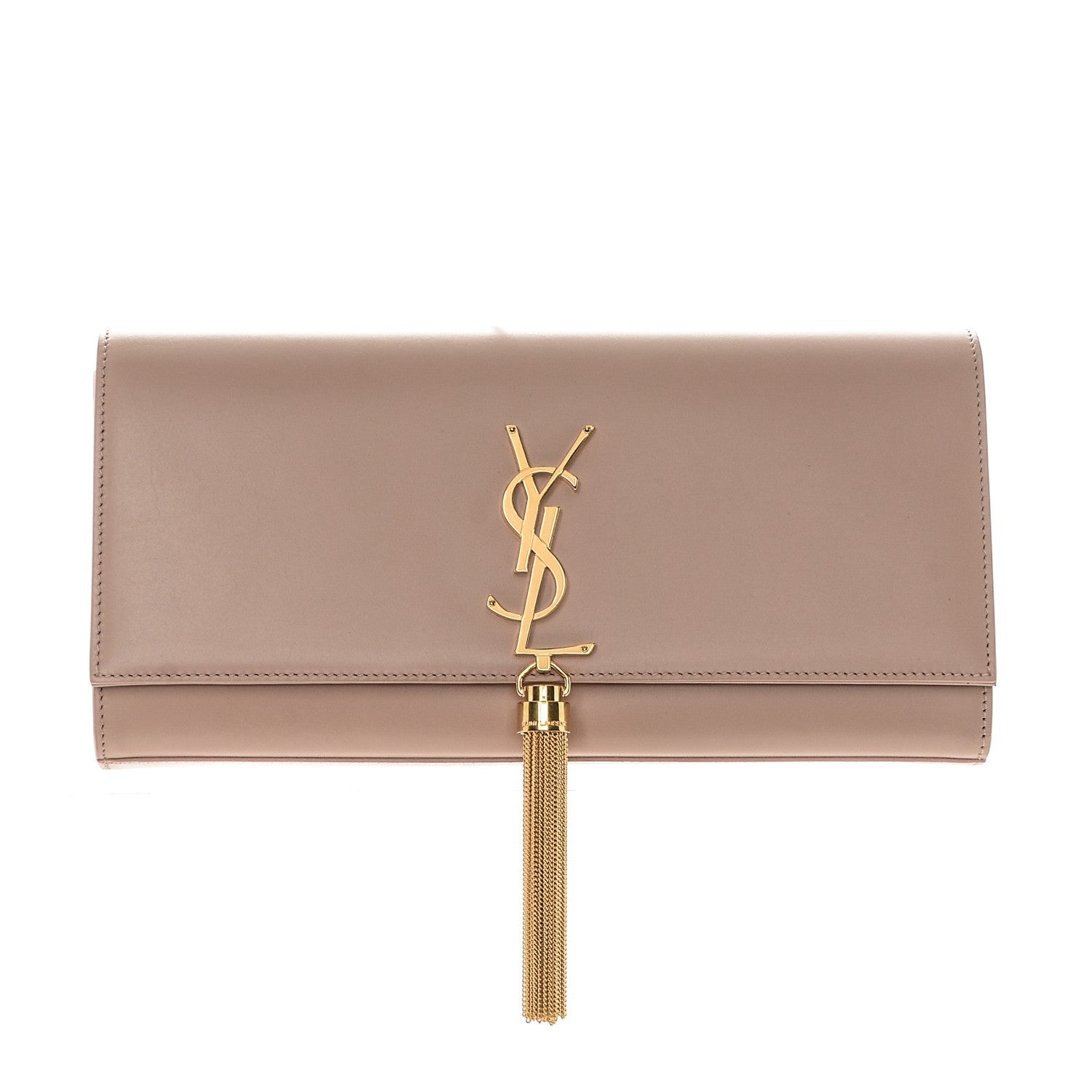 Saint Laurent Calfskin Classic Monogram Tassel Clutch Nude 1 of 6