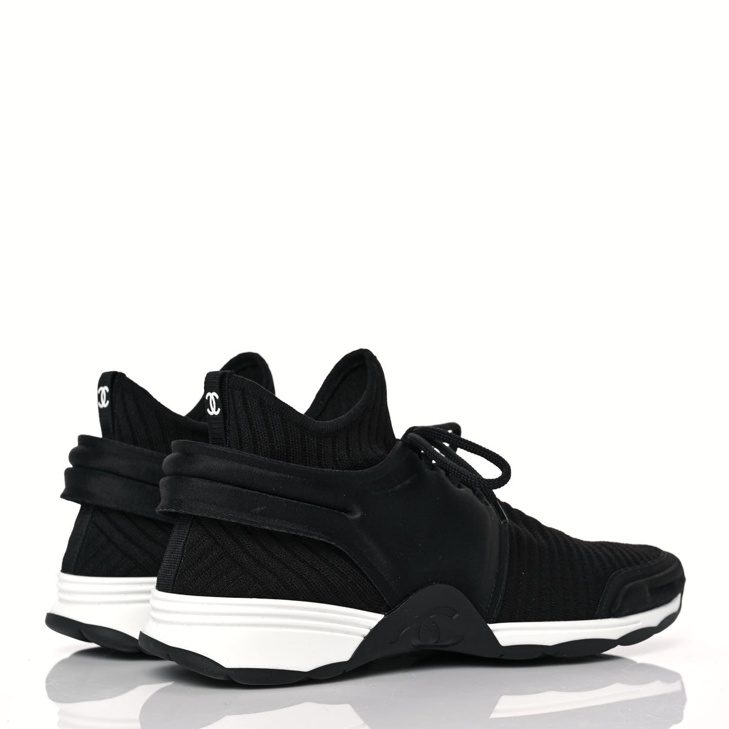 Chanel Stretch Fabric Womens CC Sneakers 39 Black 4 of 9