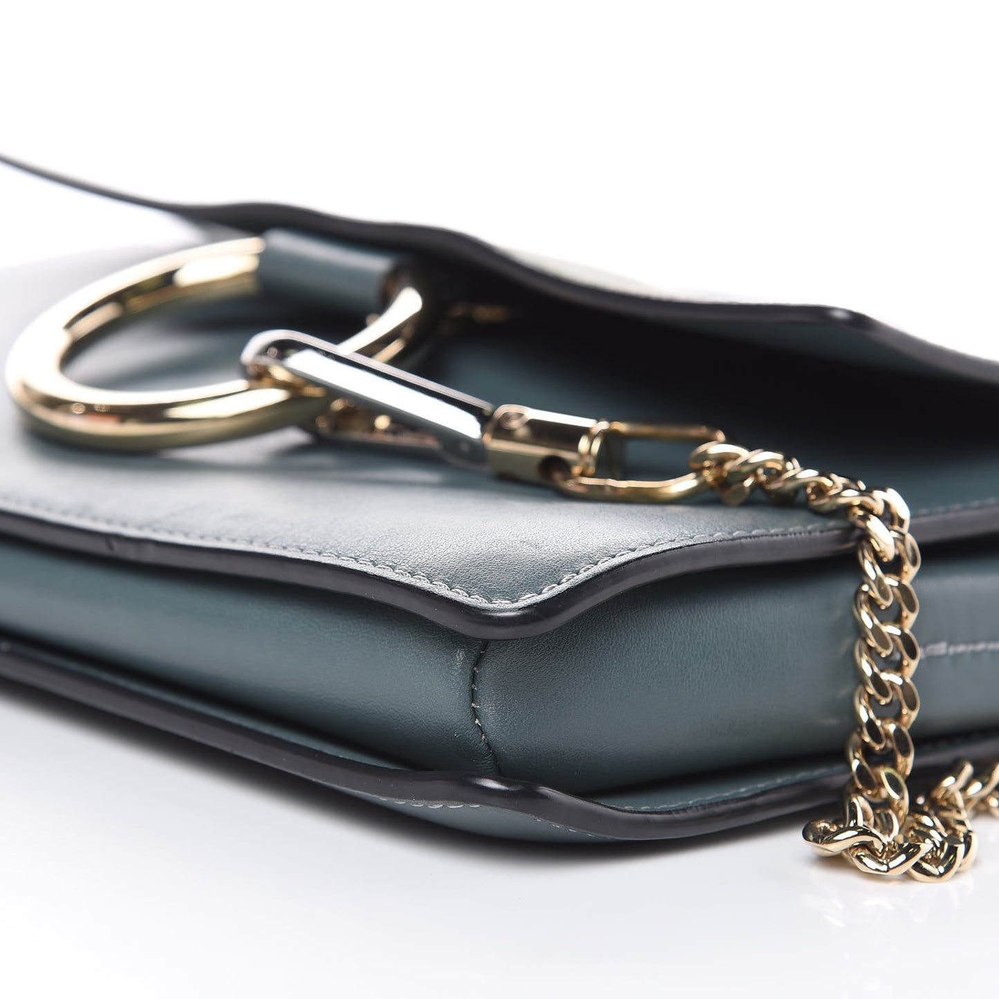 Suede Calfskin Small Faye Shoulder Bag Cloudy Blue