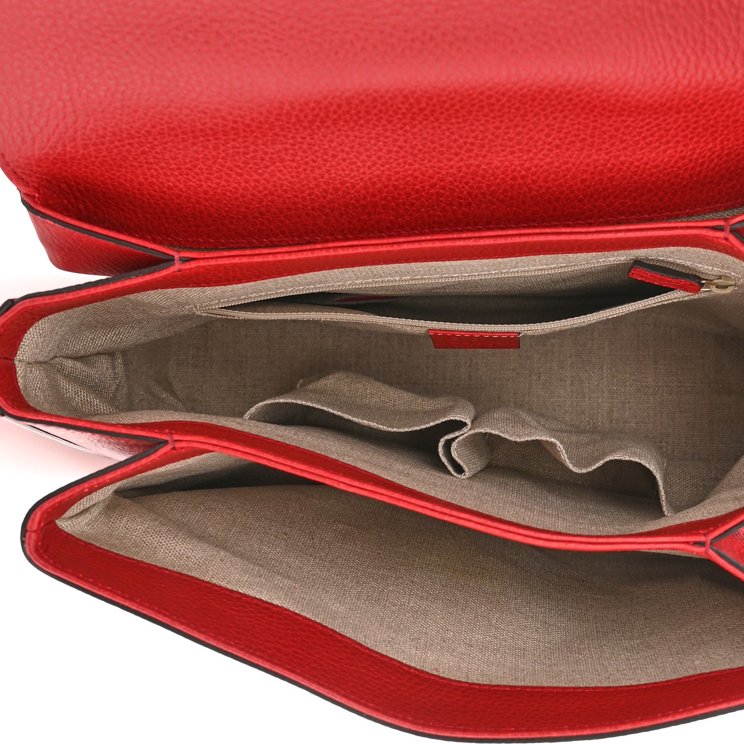 Gucci Dollar Calfskin Medium Interlocking G Top Handle Shoulder Bag Red 5 of 10