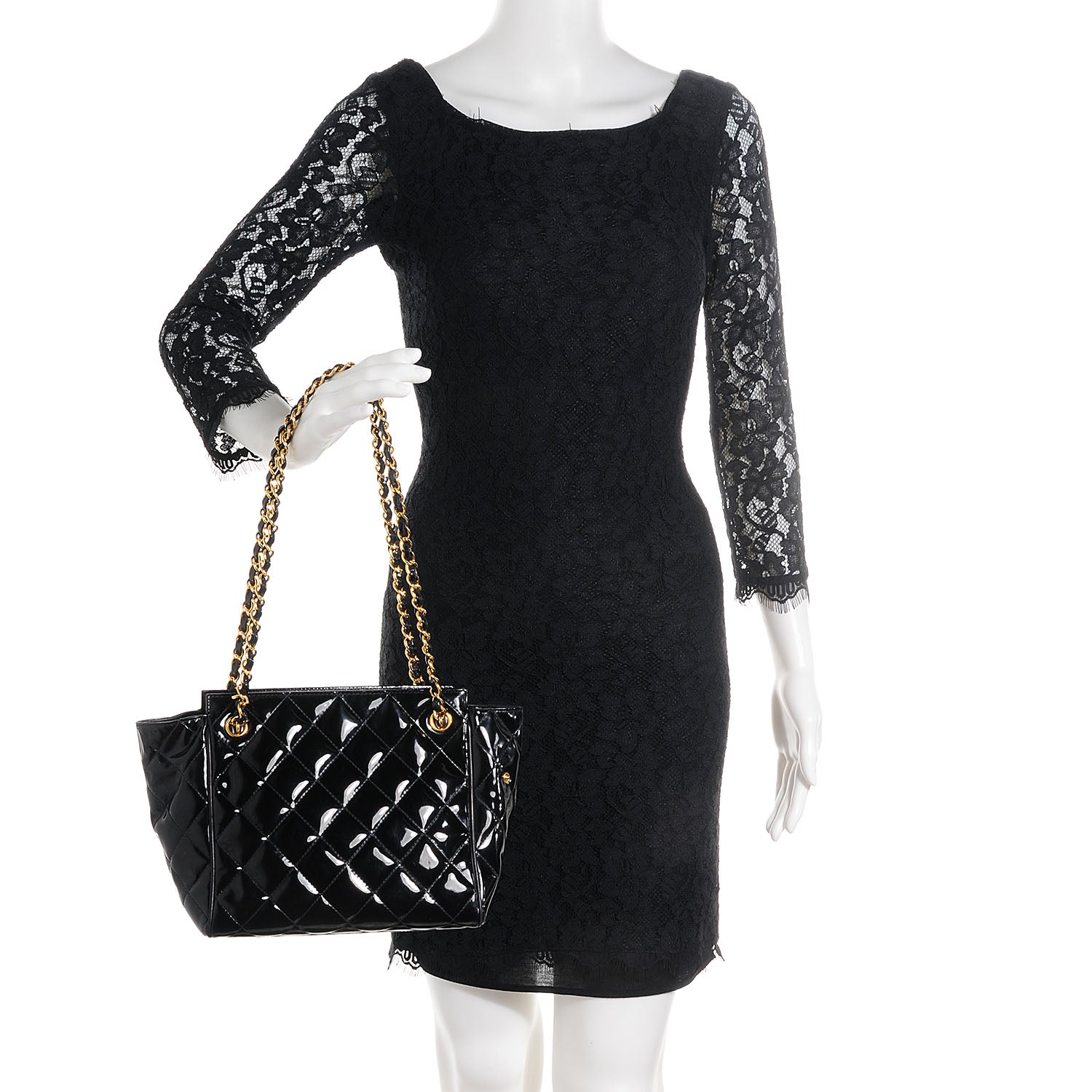 Chanel Patent Quilted Shoulder Bag Black 2 of 8