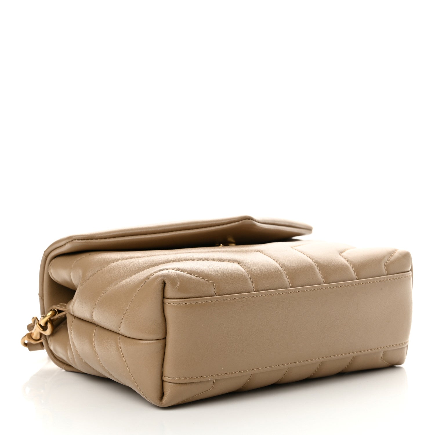 Saint Laurent Calfskin Y Quilted Monogram Toy Loulou Crossbody Bag Latte 4 of 16