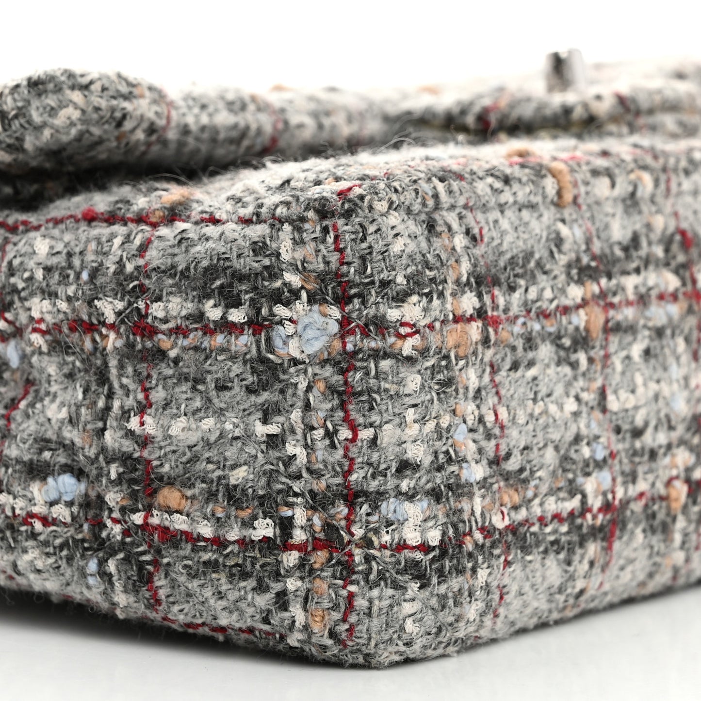 Tweed Quilted Medium Double Flap Grey Multicolor