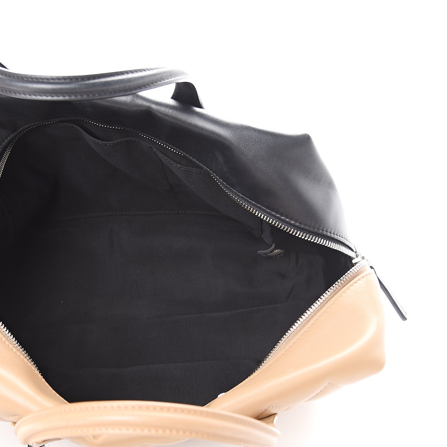 Chanel Calfskin Quilted Feather Weight Bowling Bag Black Beige 4 of 15