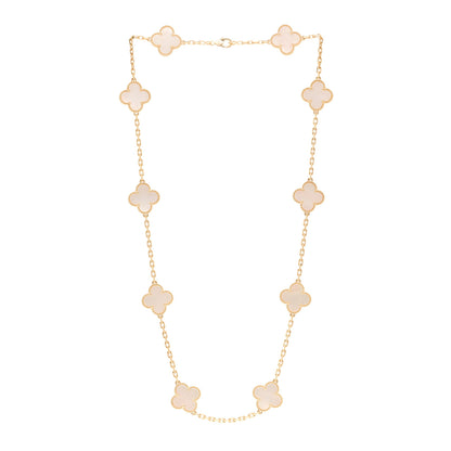 Van Cleef & Arpels 18K Yellow Gold Mother of Pearl 10 Motifs Vintage Alhambra Necklace 3 of 6