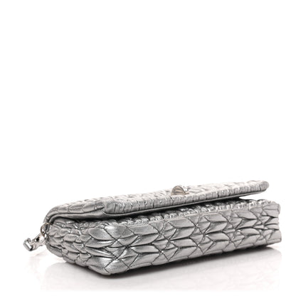 Miu Miu Metallic Nappa Matelasse Crystal Flap Clutch Cromo 7 of 9