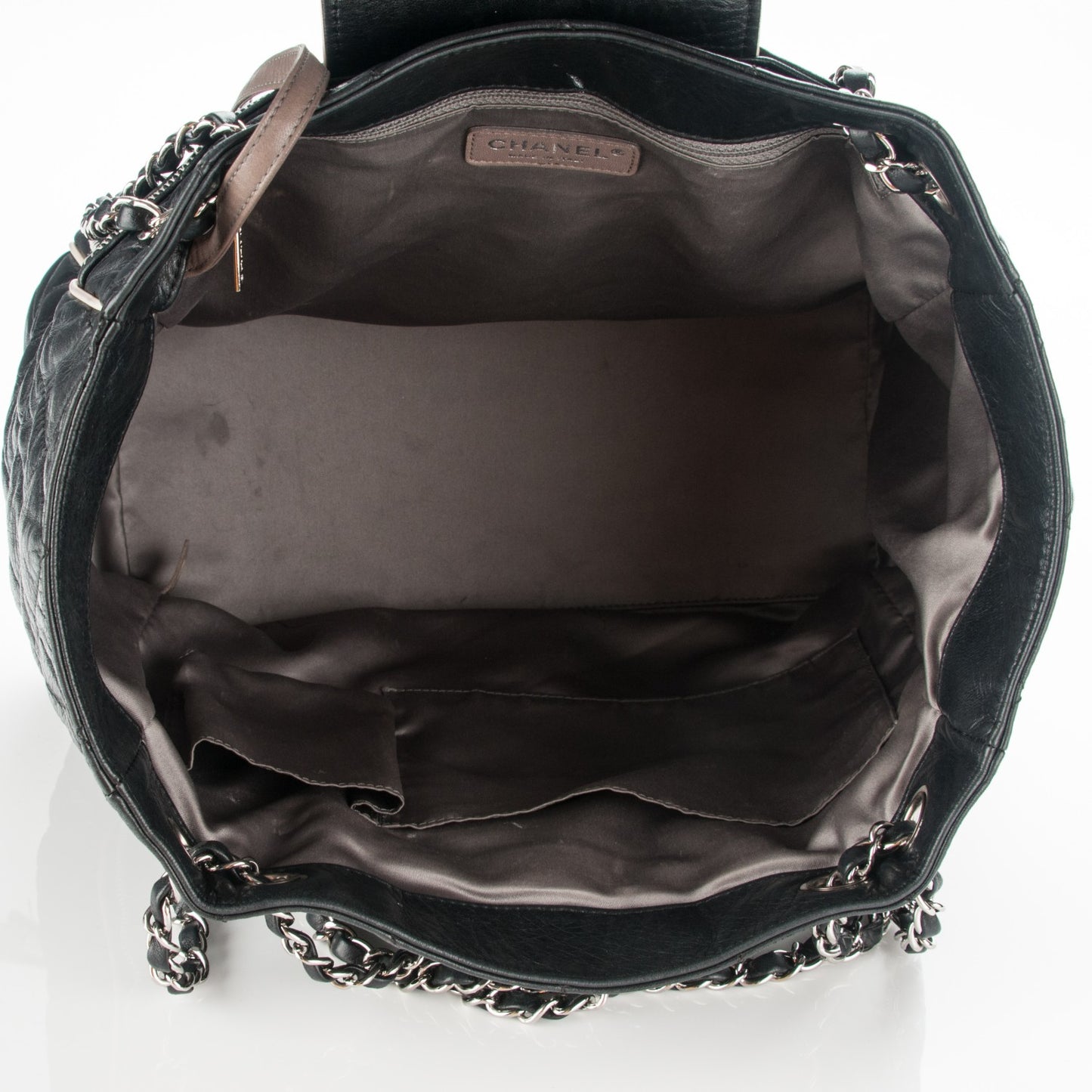 Lambskin Quilted East West Large Tote Black