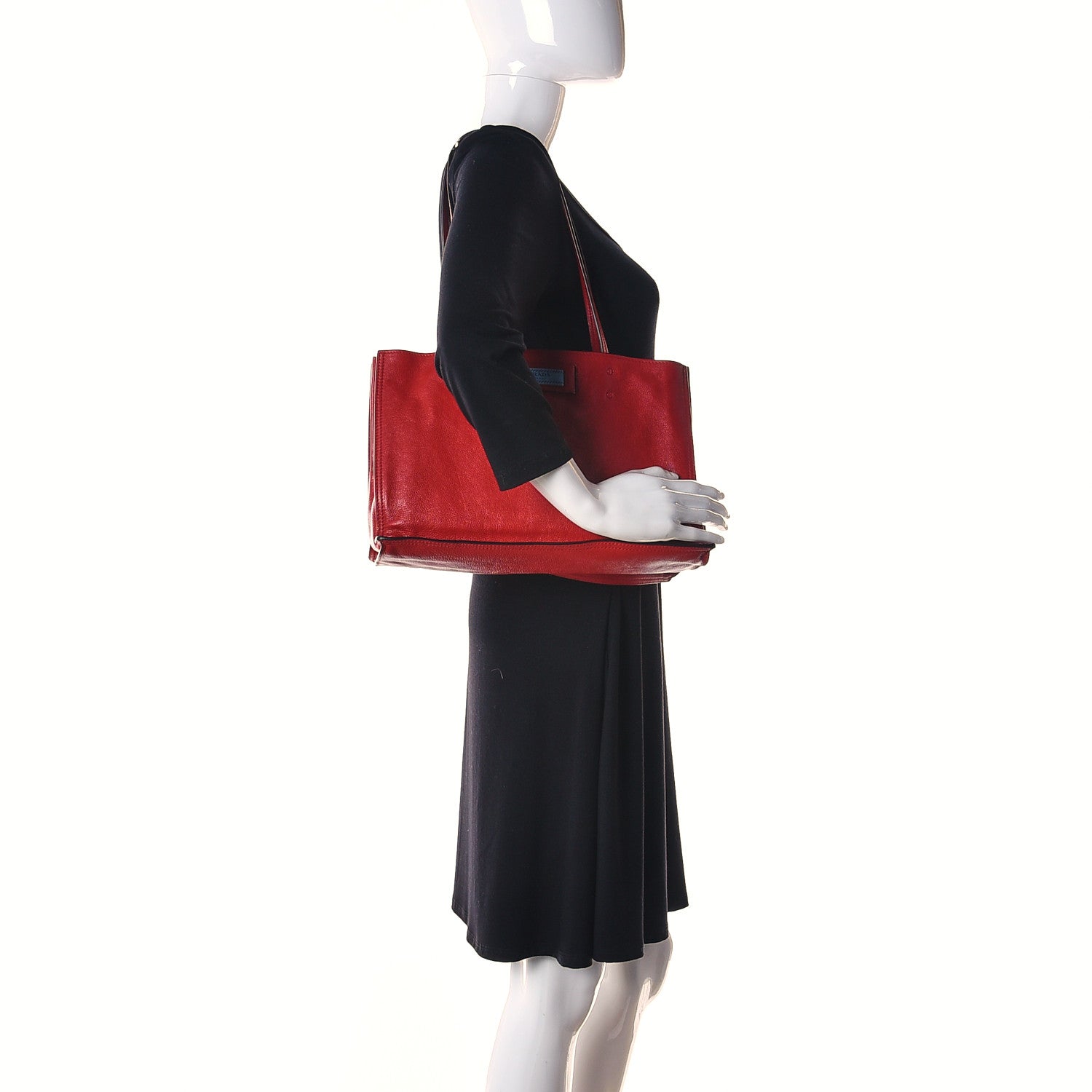 Prada Glace Calf Etiquette Tote Fuoco 2 of 16