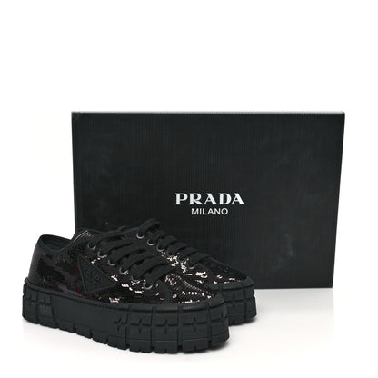 Prada Paillettes Triangle Logo Double Wheel 50mm Sneakers 39 Black 10 of 10