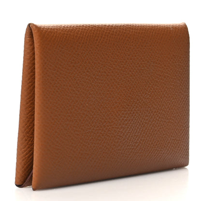 Hermes Epsom Calvi Card Case Gold 3 of 12