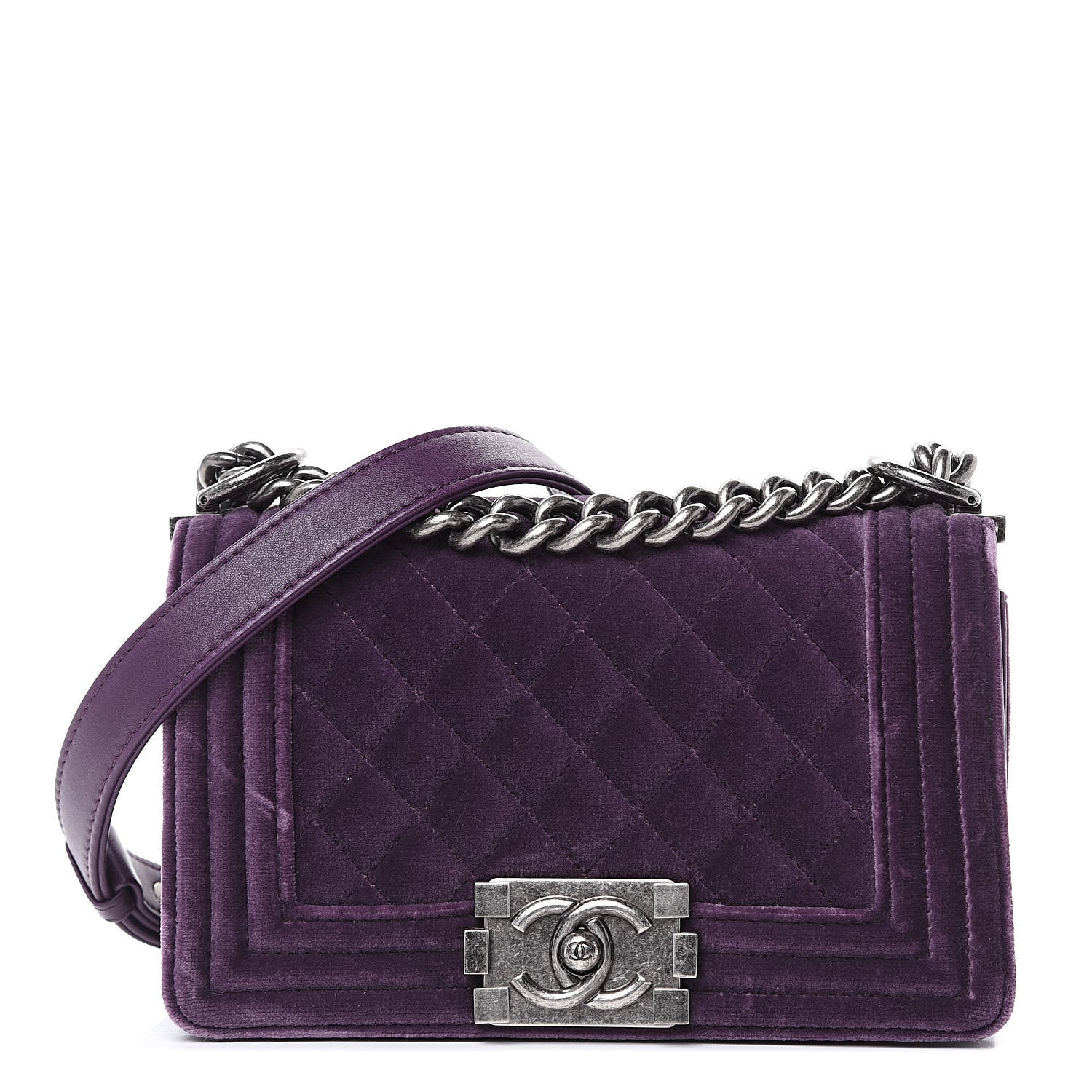 Chanel Velvet Quilted Small Boy Flap Purple 1 of 12