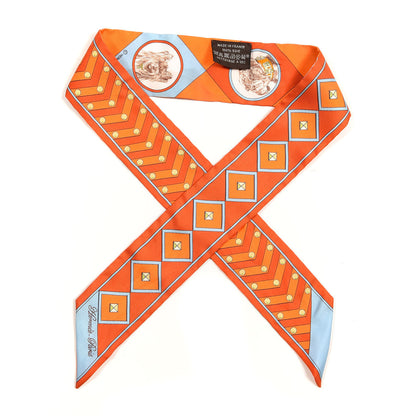 Hermes Silk Colliers Et Chiens Twilly Potiron Orange Ciel 1 of 4
