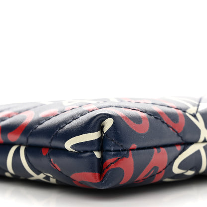Gucci Calfskin Matelasse GucciGhost Mini GG Marmont Chain Bag Blue Agata Hibiscus Red 10 of 12