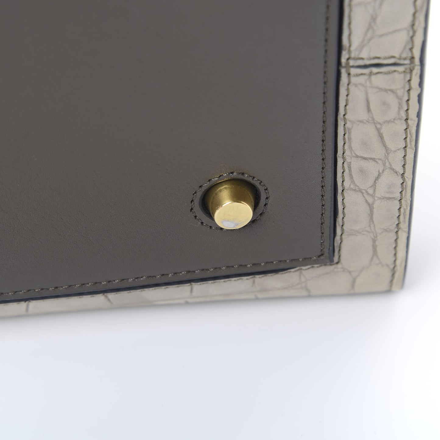 Smooth Calfskin Crocodile Embossed Nubuck Mini Tie Tote Grey