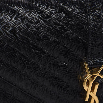 Saint Laurent Grain De Poudre Matelasse Chevron Large Monogram Satchel Black 8 of 15