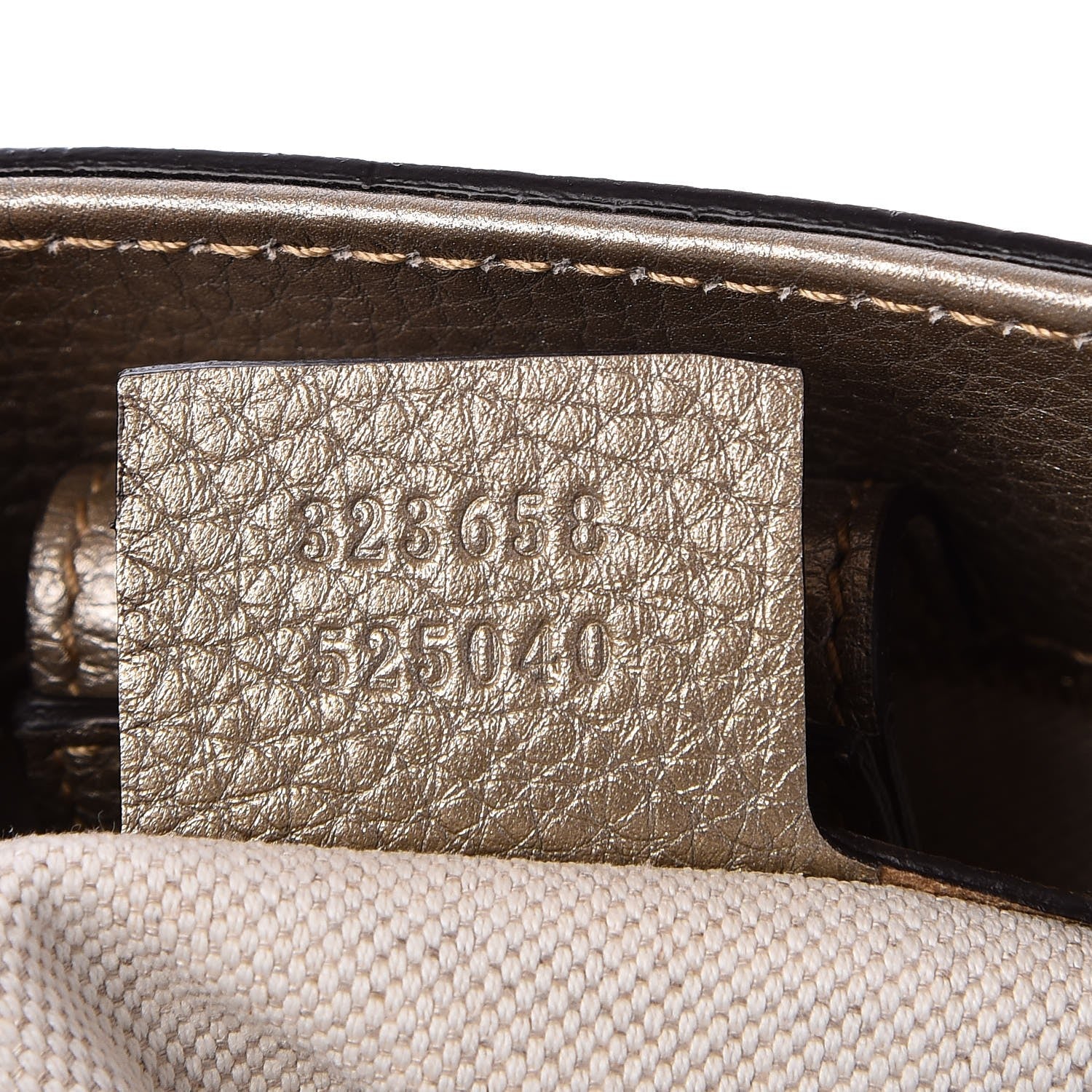 Gucci Metallic Pebbled Calfskin Large Bamboo Shopper Tote Golden Beige 9 of 10