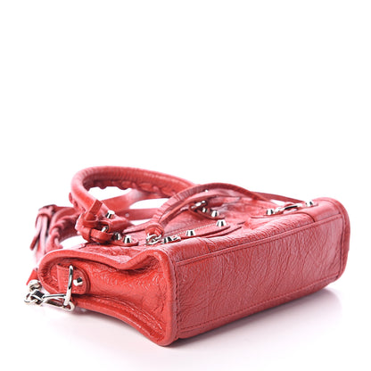 Balenciaga Agneau Classic Silver Hardware Nano City Rouge Groseille 3 of 7