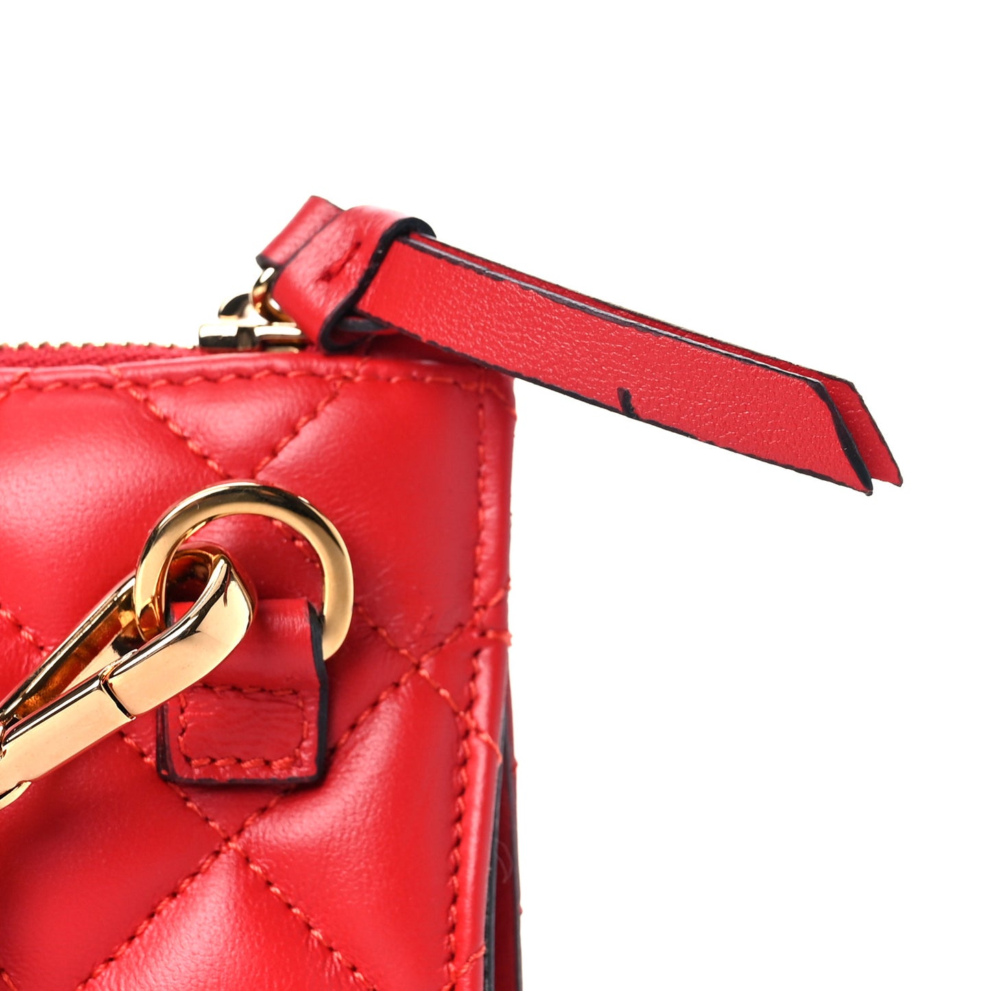 Calfskin Quilted Small Tribute Icon Pouch Red