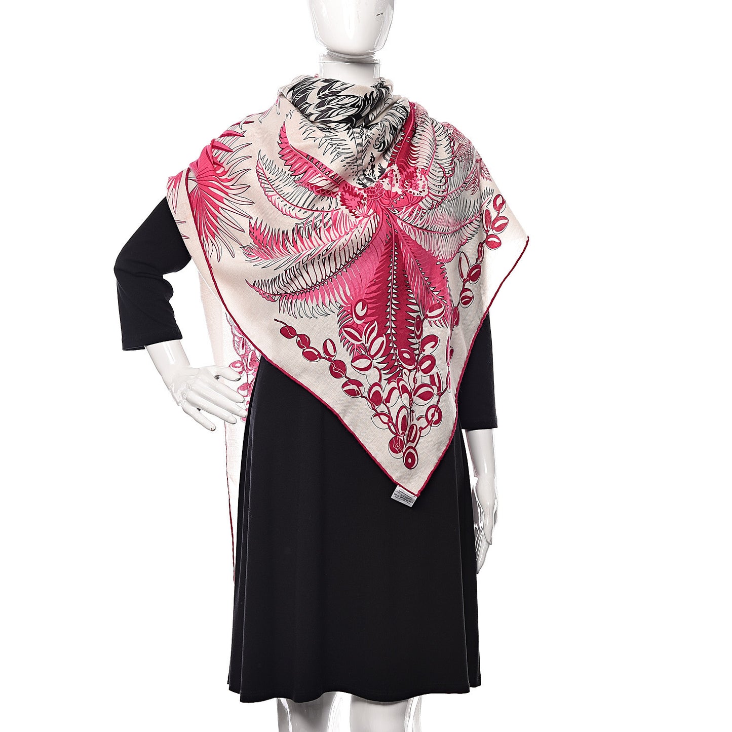 Cashmere Silk Mythiques Phoenix Coloriage Shawl 140 White Rose Black