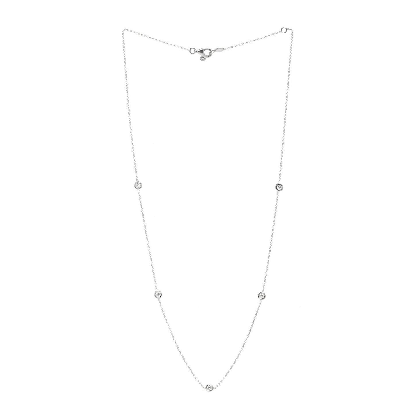 18K White Gold Diamond .23ctw Diamonds By The Inch Five Station Necklace