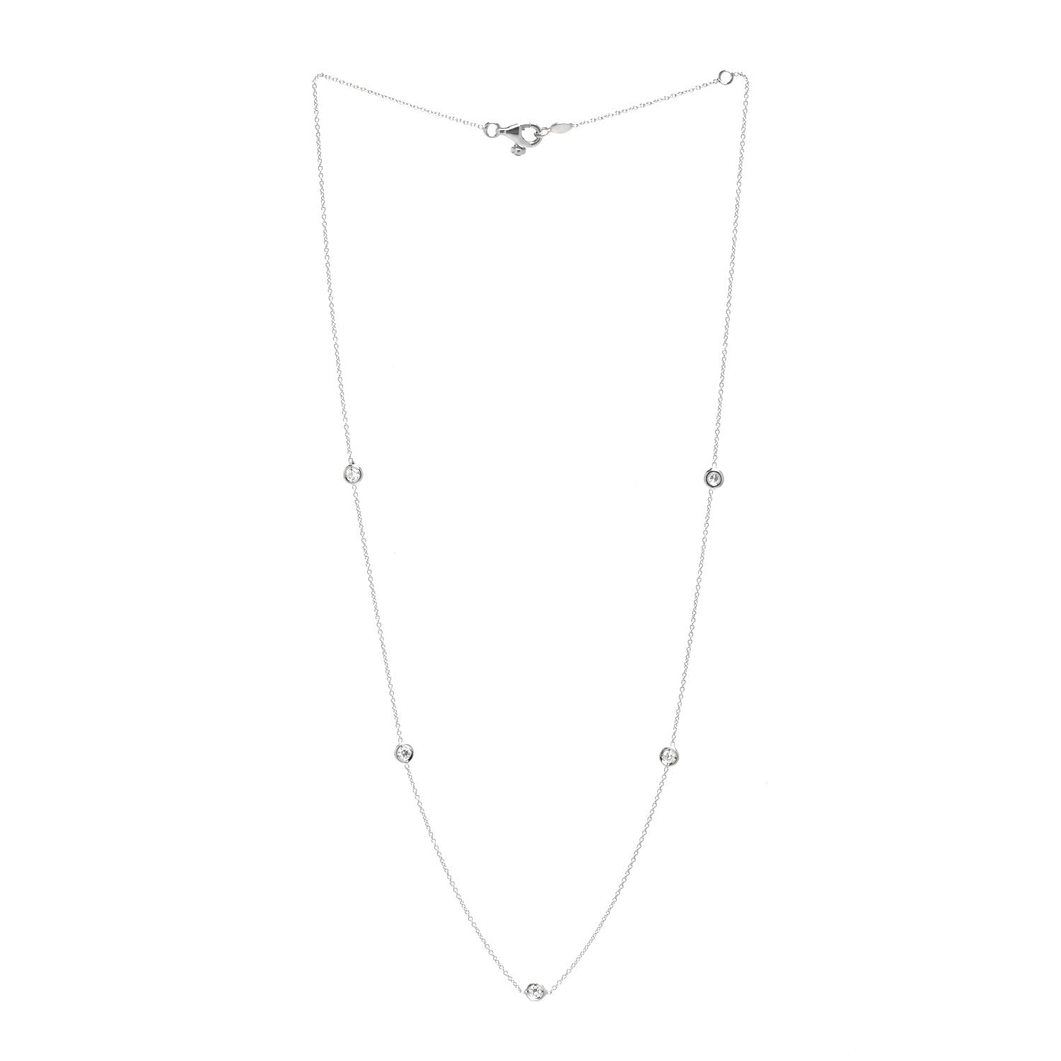 Roberto Coin 18K White Gold Diamond .23ctw Diamonds By The Inch Five Station Necklace 3 of 4