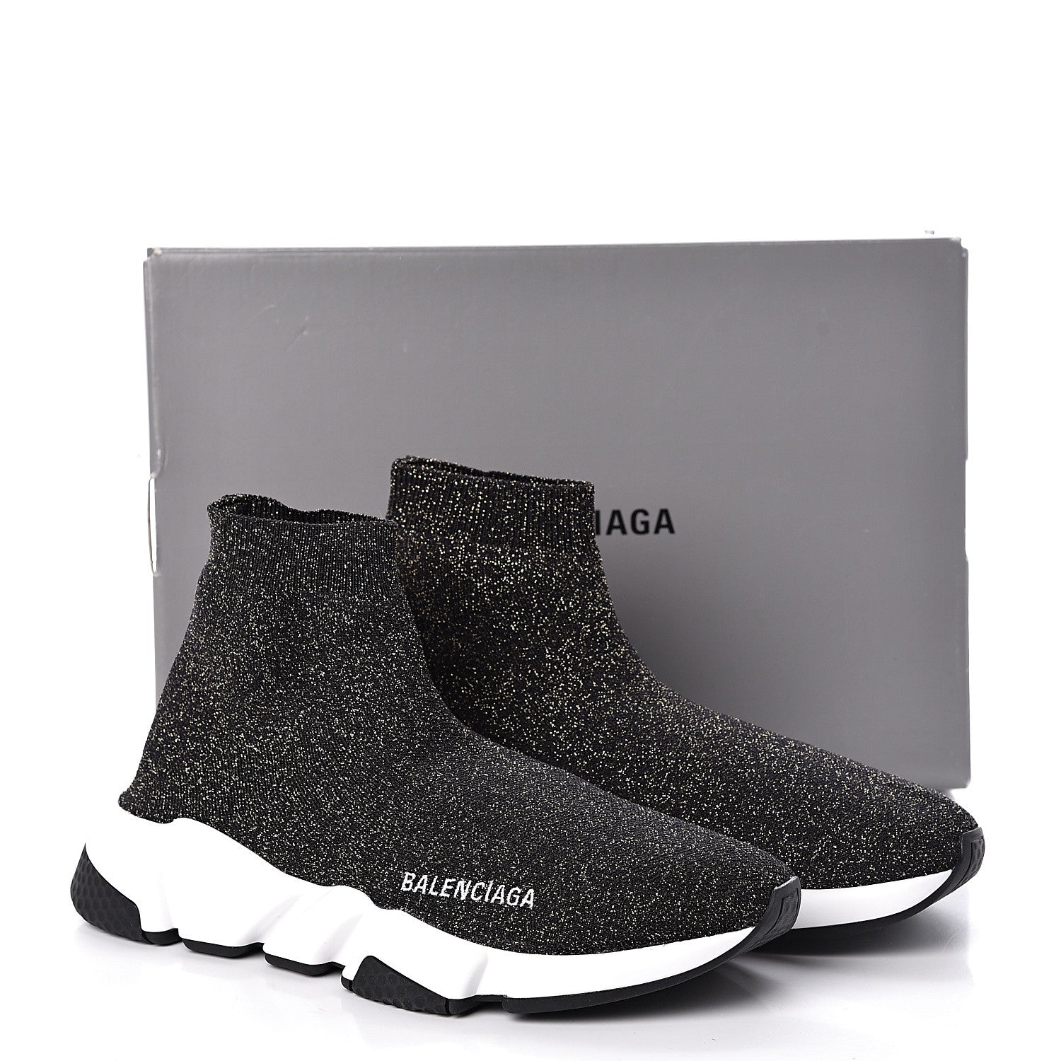 Balenciaga Knit Metal Womens Speed Sneakers 39 Black Gold 8 of 8