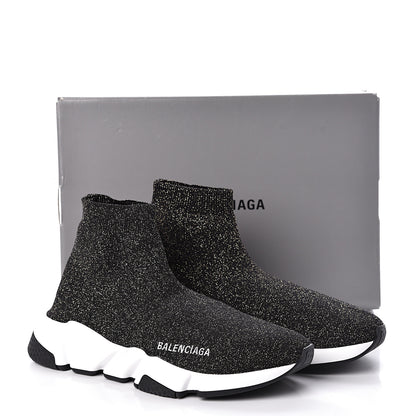 Balenciaga Knit Metal Womens Speed Sneakers 39 Black Gold 8 of 8