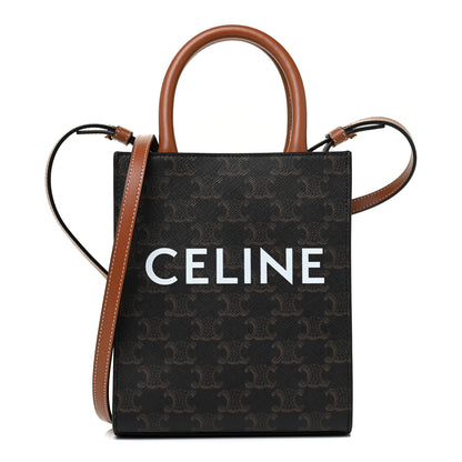 Celine Triomphe Canvas Calfskin Mini Vertical Cabas Tan 1 of 8