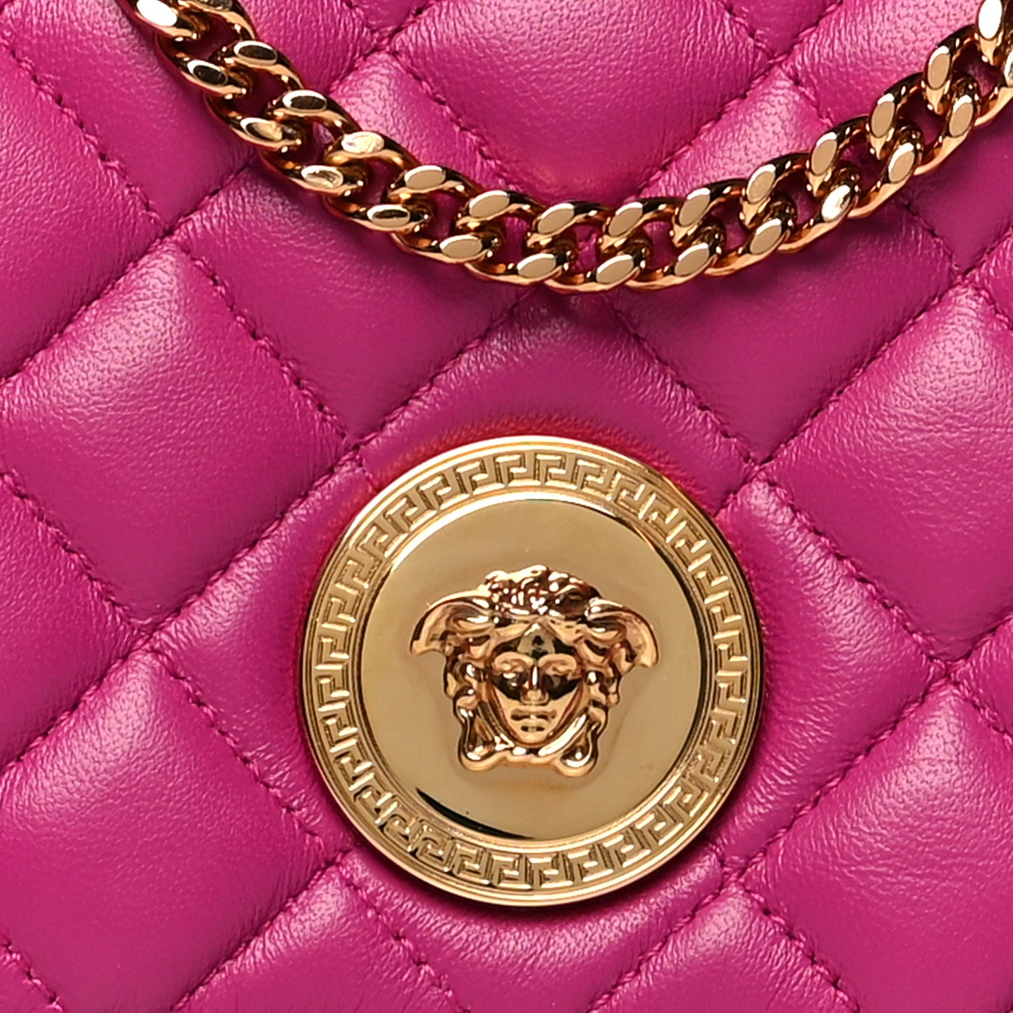 Nappa Quilted Small Medusa Chain Crossbody Pink