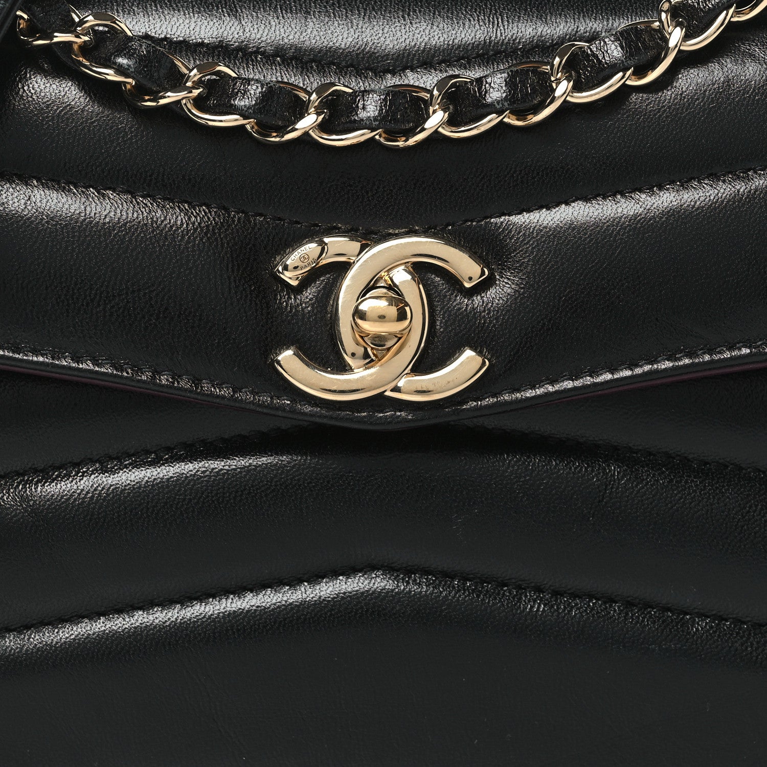 Chanel Shiny Lambskin Quilted Small Chevron Miroir Black 8 of 12
