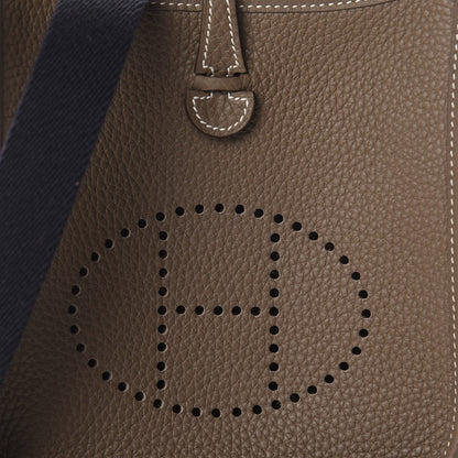 Hermes Taurillon Clemence Amazone Evelyne TPM Etoupe Bleu Indigo 9 of 10