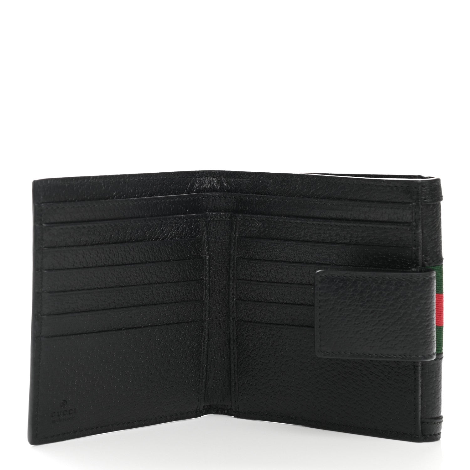 Gucci Textured Calfskin Web Ophidia French Flap Wallet Black 5 of 7