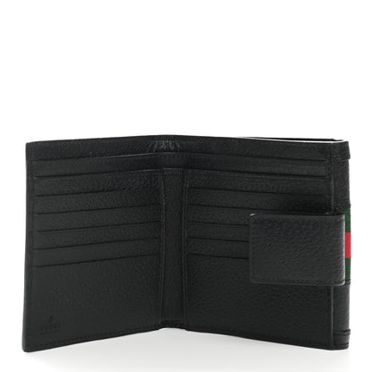 Gucci Textured Calfskin Web Ophidia French Flap Wallet Black 5 of 7