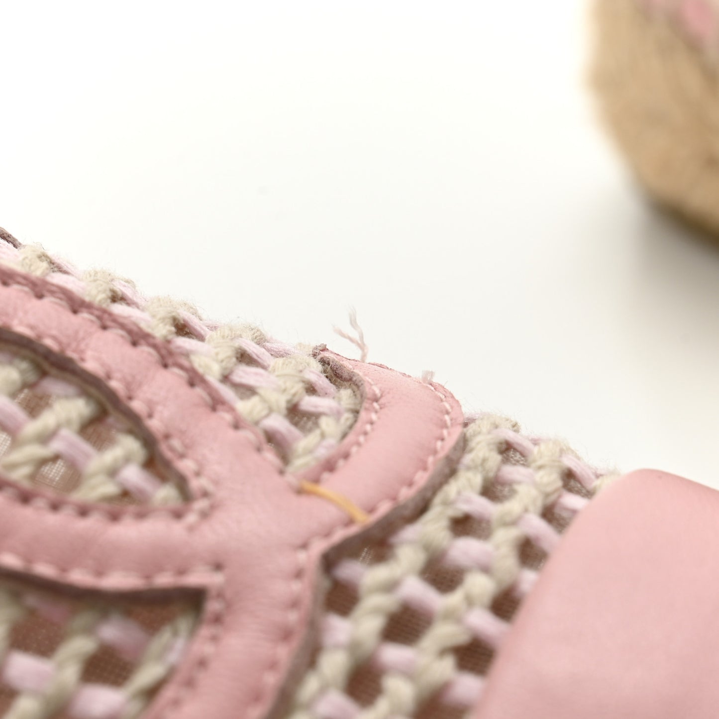 Mesh Lambskin CC Espadrilles 36 Light Pink Beige